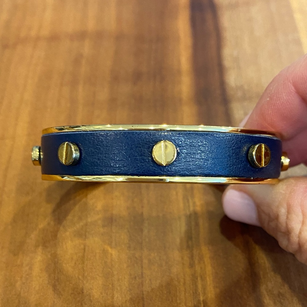 C. Wonder Navy Leather & Gold Cuff Bracelet